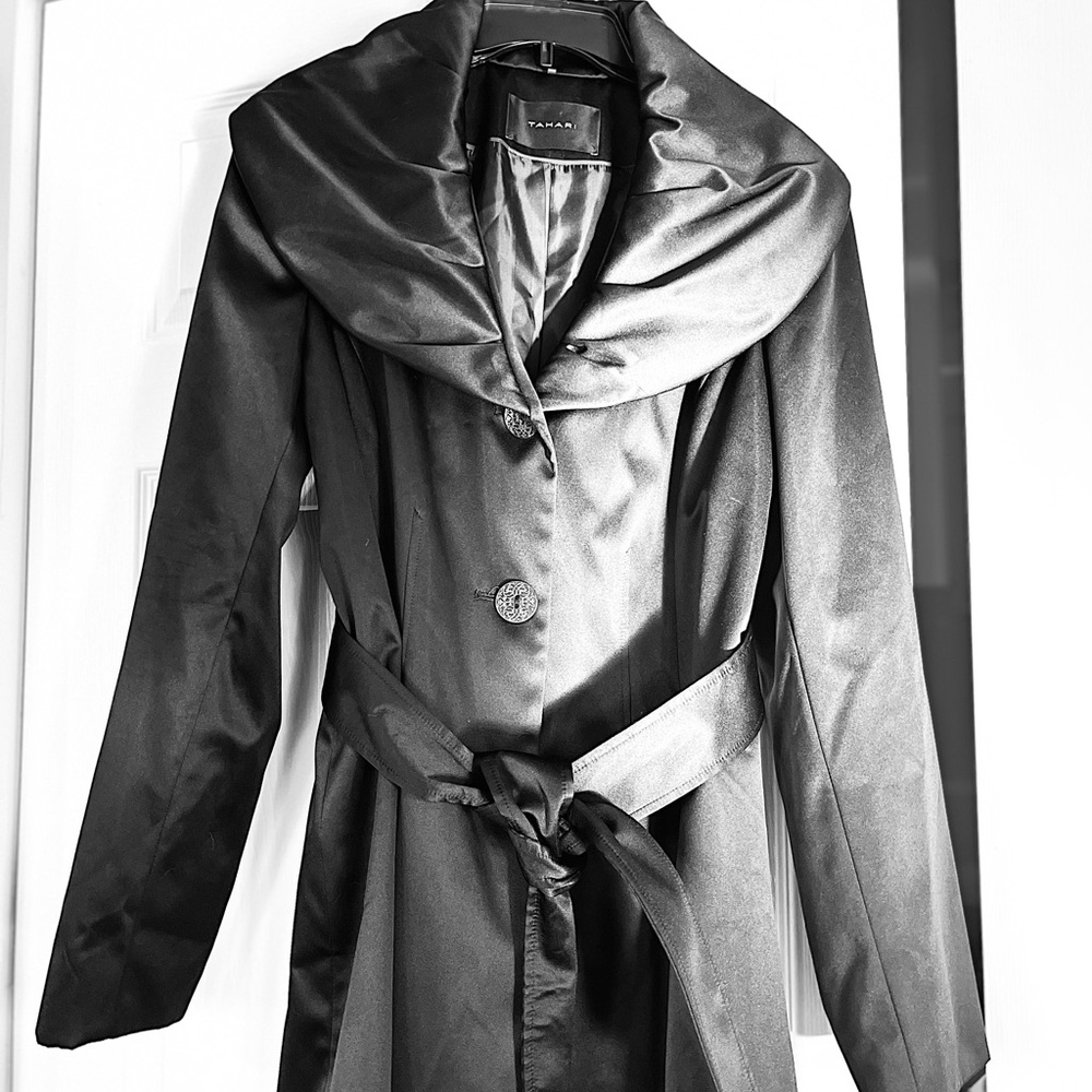 Tahari Black Satin Like Coat